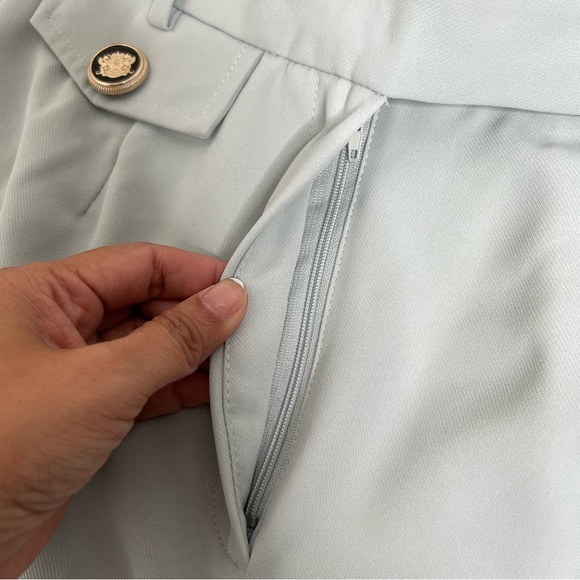 ZARA WOMAN MENSWEAR STYLE WIDE LEG PANTS GREEN / BLUE Pastel Size M - Picture 10 of 15